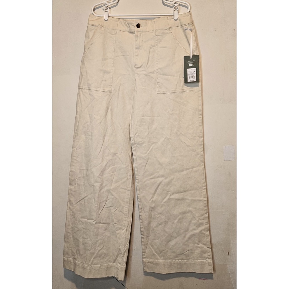 🩷Nili Lotan Pants Womens 14 Beige Wide Leg Utility Pocket 32 In Casual Target💜